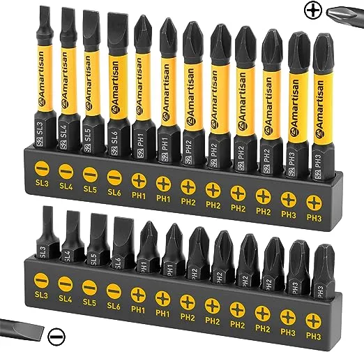 Torx Bit Set, Amartisan 24-Piece Security and Tamper Resistant Star Bits Set S2 Steel, 1" and 2.3" Long T5- T40