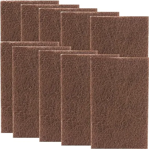 Non Scratch, Heavy Duty XL Brown Scouring Pads. 6x9 in 10 Pack of Scrubber Tools ...