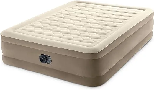 Intex Dura-Beam Deluxe Ultra Plush Air Mattress - Fiber-Tech – Built-in Electric Pump – 18in Bed Height – 600lb Weight Capacity – Queen Size