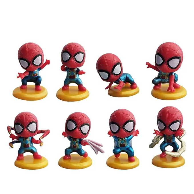 Spiderman Cake Toppers Picks for Kids Birthday Party, Baby Shower Cake Decorations (Spiderman 8pcs)