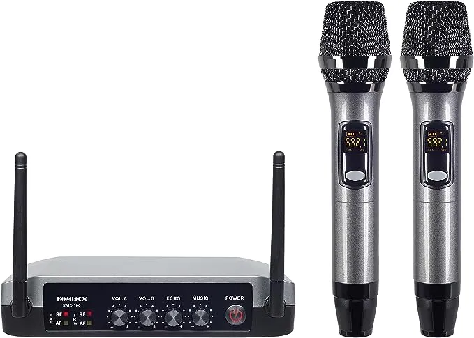 KOMISON UHF Handheld Wireless Karaoke Microphone System with Echo Cordless Mic ...