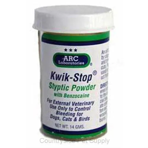 ARC Laboratories Kwik-Stop Styptic Powder for Dogs, Cats, and Birds, 14 g