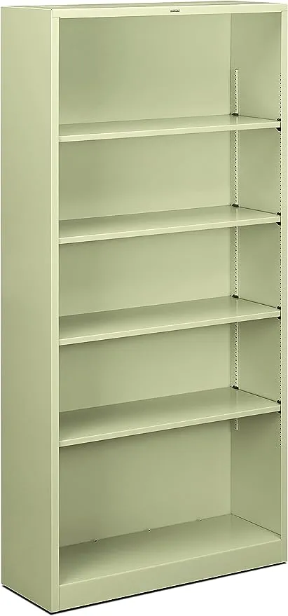 HON Brigade Metal Bookcase - 5-Shelf Bookcase, 34-1/2w x 12-5/8d x 72h, Putty (HS72ABC)