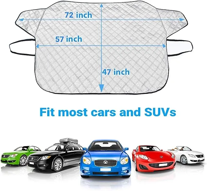 Mitaloo Car Windshield Snow Cover with 4 Layers Protection, Frost Ice Removal Sun Shade for Winter Protection, Extra Large and Thick Windshield Ice