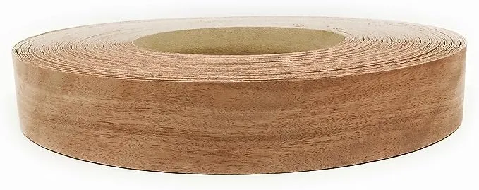 Edge Supply Brand Mahogany 2" x 25' Roll Preglued, Wood Veneer Edge Banding, Flexible Wood Tape, Easy Application Iron On with Hot Melt Adhesive. Smooth Sanded Finish Veneer Edging (2" x 25')