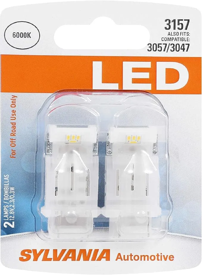 SYLVANIA - 3157 LED White Mini Bulb - Bright LED Bulb, Ideal for Daytime Running Lights (DRL) and Back-Up/Reverse Lights (Contains 2 Bulbs)