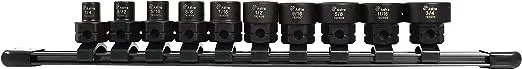 Astro Tools 78310 10-Piece 3/8" Drive Low Profile Nano Impact Sockets - SAE