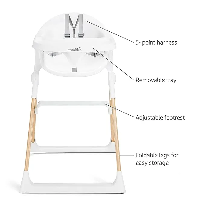 Munchkin Float Easy Clean Foldable High Chair - Compact Modern Design