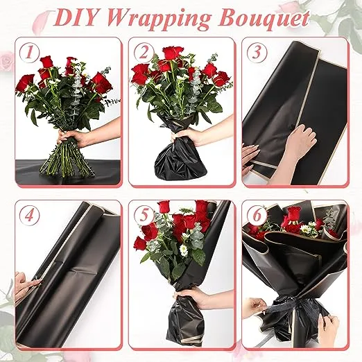 60 Sheets Flower Wrapping Paper 3 Colors Waterproof Packaging Paper for Flora...