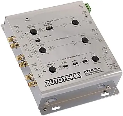 Autotek ATK2 3X Active Crossover Processor (Silver) – 8.5 Volts, 2-Way and 3-Way, Remote Bass Control Included, Built-In Crossovers, Level Adjust 