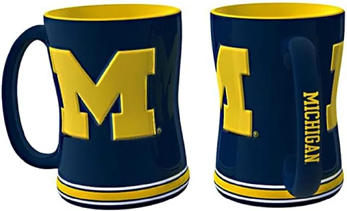 Michigan Wolverines Sculpted Coffee Mug, 14oz