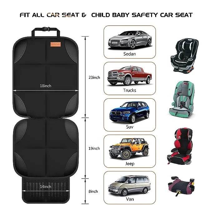 Car Seat Protector, Smart eLf 2Pack , Protect Child Seats with Thickest Padding and Non-Slip Backing Mesh Pockets for Baby and Pet