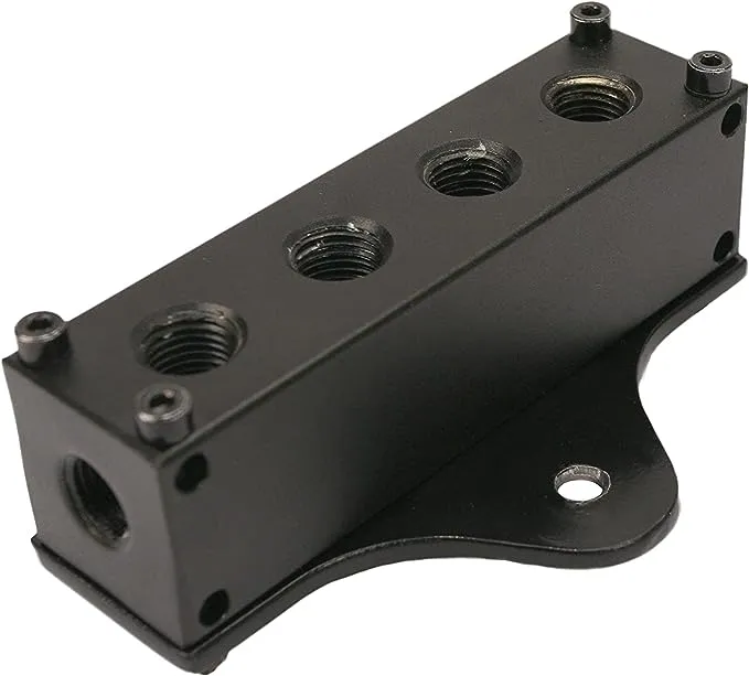 Viair 92820 6 Port Manifold with Mounting Holes, Black