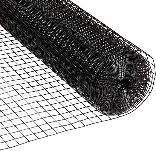 Fencer Wire 16 Gauge Black Vinyl Coated Welded Wire Mesh Size 1.5 inch by 1.5 inch (7 ft. x 100 ft.)