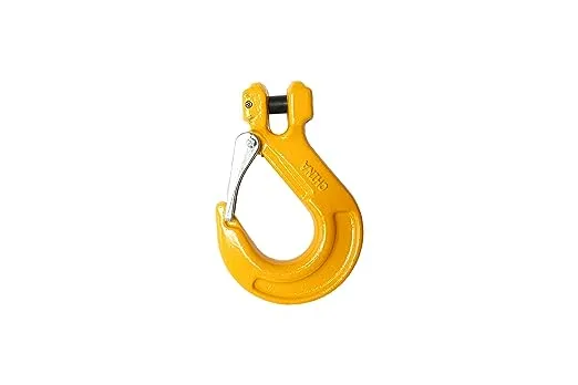 Indusco 47400301 Grade 80 Drop Forged Alloy Steel Clevis Sling Hook with Latch, Painted Finish, 3/8" Trade, 7100 lbs Working Load Limit