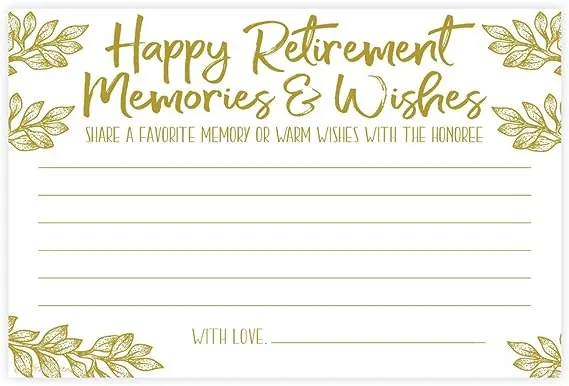 m&h invites Retirement Memories and Wishes Cards (50 Count) - Retirement Party Activity