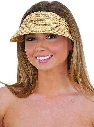 Jacobson Straw Hat - Slip On Braid Visor,Tan,Adult