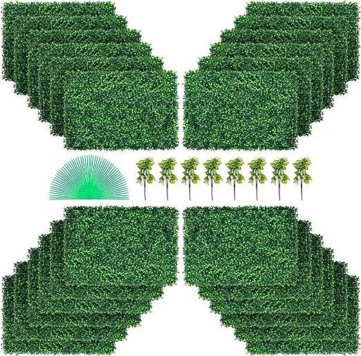 VEVOR 12PCS 20x20inch Grass Wall Panels, Boxwood Hedge Wall Panels, Artificial Grass Backdrop Wall 1.6", Privacy Hedge Screen UV Protected for Outdoor Indoor Garden Fence Backyard 