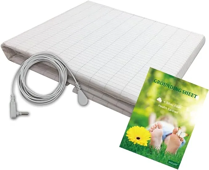 Grounding Half Sheet with Grounding Cord,Made with Premium Cotton and Pure Silve