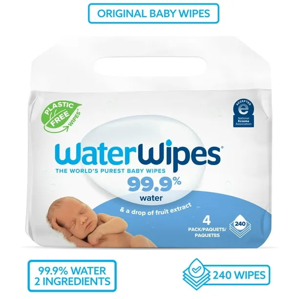 WaterWipes Plastic-Free Original Unscented 99.9% Water Based Baby Wipes - (Select Count)