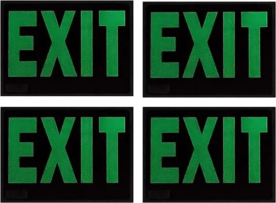 Exit Sign Glow-in-The-Dark Exit Sign, 12 by 9 Inches, Photoluminescent Glow In the Dark EXIT Sign, save energy eco friendly -12 Pack by cotton fly