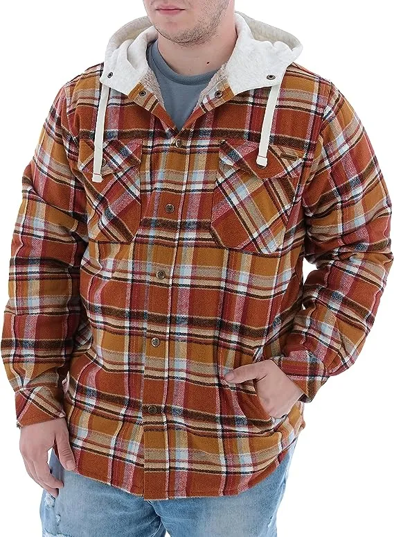 Legendary Whitetails Men's Camp Night Berber Lined Hooded Flannel Shirt Jacket