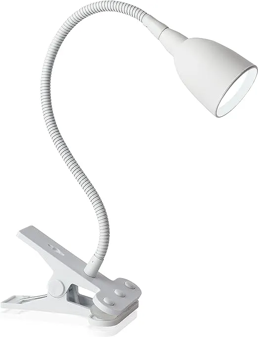 Newhouse Lighting NHCLP-OL-WH Olivia LED Clamp Light Desk Lamp with Flexible Gooseneck, 3 Brightness Levels & 3 Color Modes, White