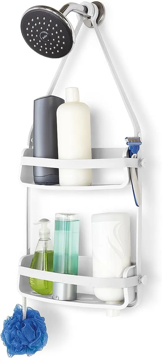 Umbra Flex Hanging Shower Caddy, Bathtub Shelf and Bathroom Organizer, White