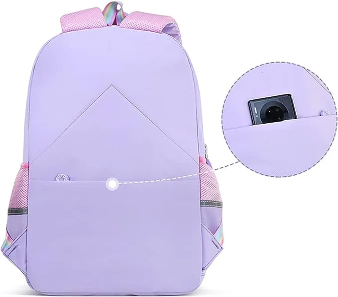 HIPOTUO Girls Unicorn Backpacks Purple Cute School Medium, 