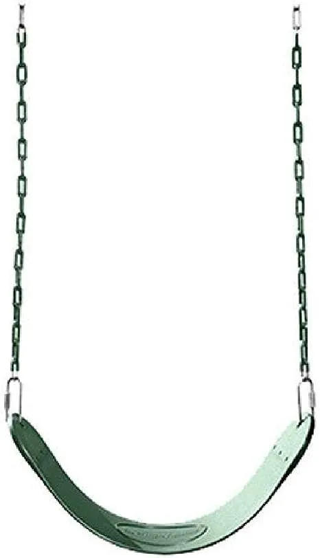 Swing-N-Slide WS 4761 Heavy Duty Swing Seat Set of Outdoor Playground Swings with Coated Chains & Quick Links, Green, Pack of 2