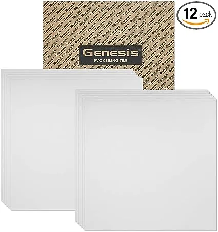 Genesis 2ft x 2ft Smooth Pro White Ceiling Tiles - Easy Drop-In - Silver