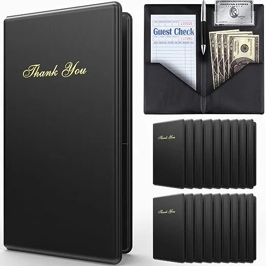 Restaurant Check Presenters Guest Card Bill Menu Holder with Gold Black 20 Pack 