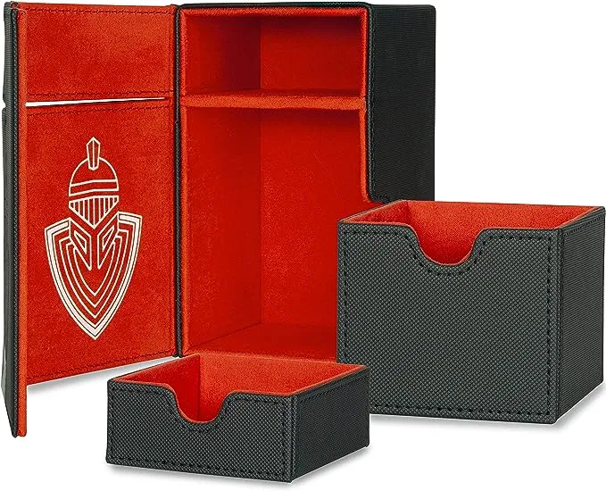 Card Guardian - Premium 100 Card Deck Box with Dice Compartment for Trading Card Games TCG (Black) Compatible with Magic the gathering (MTG), Commander Deck, Yugioh Deck Box, Sports Cards Binder