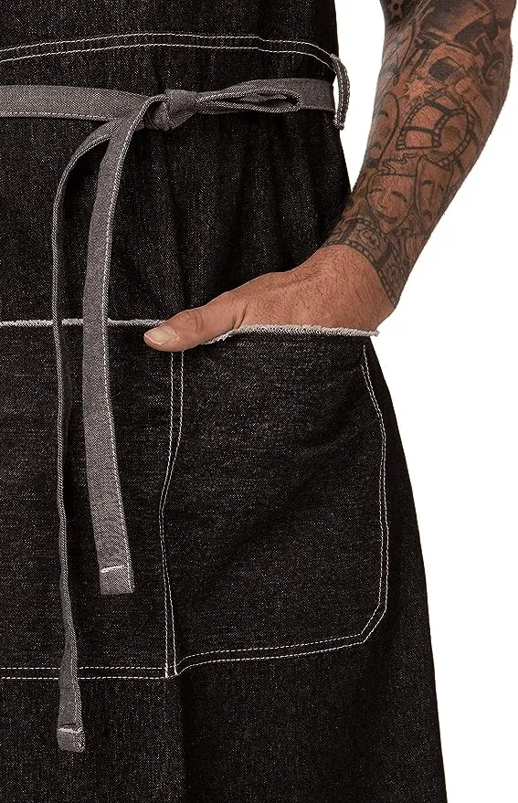 Chef Works Unisex Bronx Bib Apron, Black, One Size