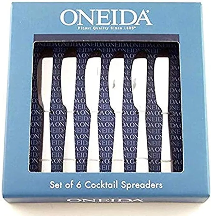 Oneida Nocha Everyday Flatware Cocktail Spreaders, Set of 6, 18/0 Stainless Steel, Silverware Set