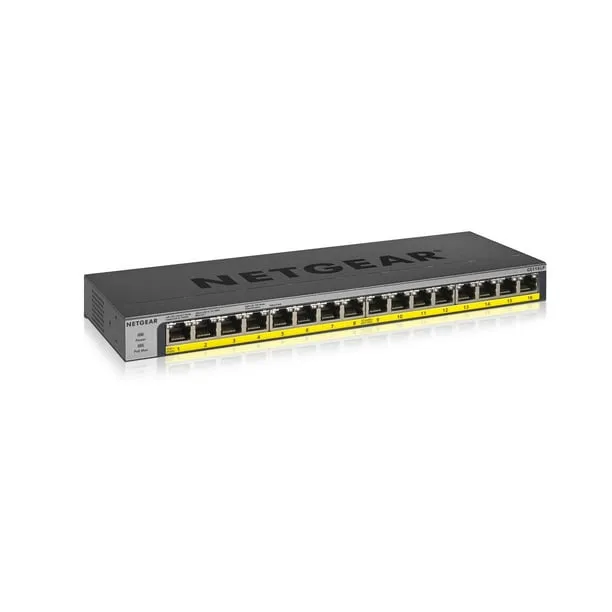 NETGEAR 16-Port Gigabit Ethernet Unmanaged PoE Switch (GS116LP) - with 16 x PoE+ @ 76W Upgradeable, Desktop, Wall Mount or Rackmount, and Limited Lifetime Protection