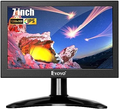 Eyoyo 7 Inch Small Monitor, Mini Hdmi Monitor IPS Display Screen Support HDMI VGA AV BNC Inputs, Secondary Monitor for PC/Computer/Raspi/Laptop/Security Camera/CCTV/PS4