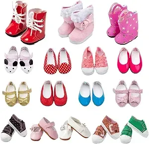 6 Pairs Doll Shoes Fits 14.5 Inch Doll American Wellie Wishers Dolls 100% Get Boots Doll Accessories