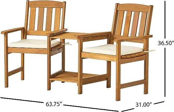 Christopher Knight Home Las Brisas Outdoor Wood Adjoining 2-Seater Chairs with ...