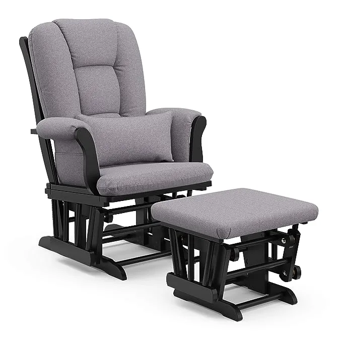 Stork Craft Tuscany Custom Glider and Ottoman, Espresso/Slate Gray