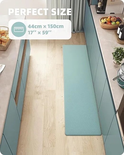 Color G Kitchen Rugs, Kitchen Runner Rug Kitchen Floor Mat, Cushioned Anti-Fatigue Kitchen Mat, Non Skid Waterproof Comfort Standing Kitchen Rugs and Mats, Memory Foam Kitchen mat, 17"x59", Teal