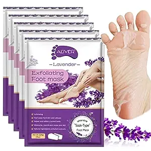 Foot Peel Masks for Dry Cracked Feet 5 Pack ,Exfoliating Foot Mask, Natural Exfoliator for Dead Skin, Callus, Repair Rough Heels for Men Women ,Make your Foot Baby Soft in 7 Days, AlIVER (4" - 12" )