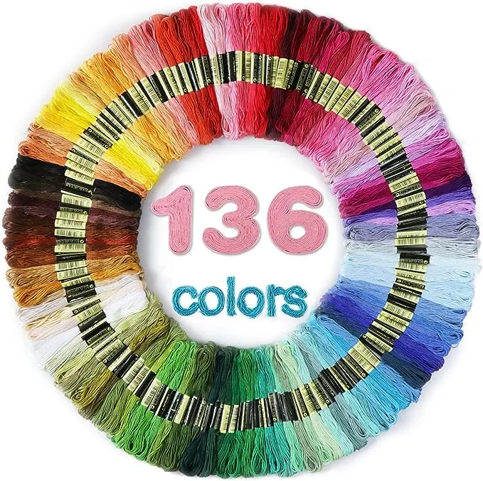 LOVIMAG Premium Rainbow Color Embroidery Floss 140 Skeins Per Pack with Cotton for Cross Stitch Threads