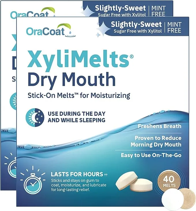 OraCoat XyliMelts for dry mouth, Mint Free - 80 count box