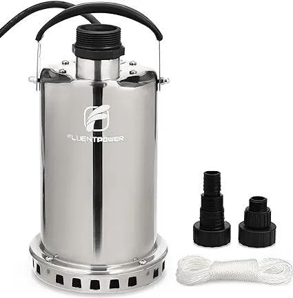 FLUENTPOWER 3/4HP Submersible Sump Pump, 3300GPH Stainless Steel Utility Water P