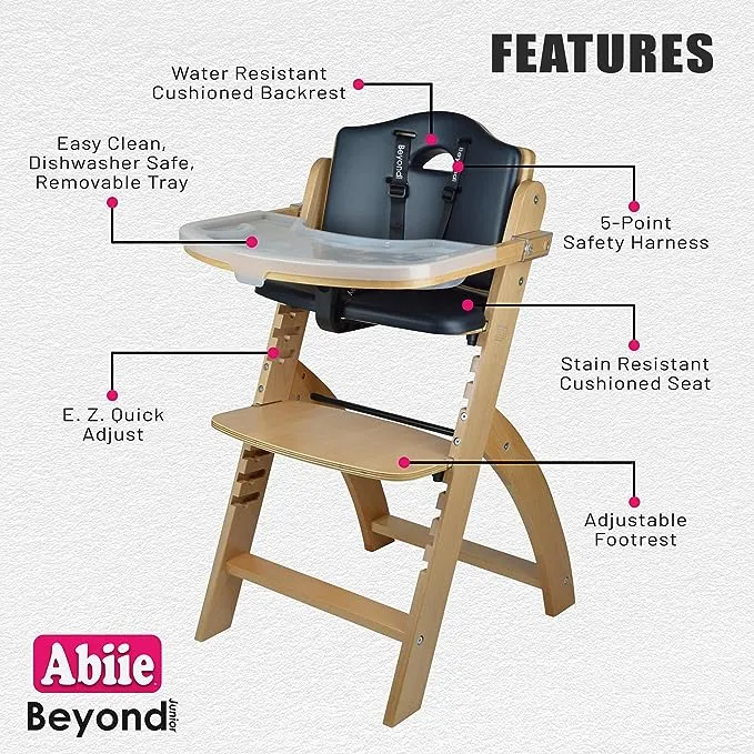 Abiie Beyond Wooden High Chair with Tray