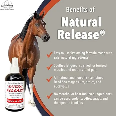 Natural Release Muscle Spray Treatment - Horse Liniment for Sore Muscles, Joint Pain, Tendon & Inflammation Relief - Easy to Use, Fast Acting, Alcohol & Menthol Free (8 oz)