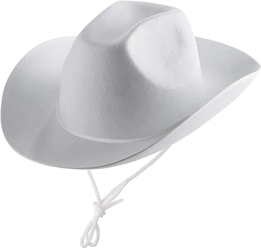 White Cowboy Hat - (Pack of 2) White Cowgirl Hat for Women and Men with Adjustable Neck Drawstring, Dress-up Parties, and Play Costume Accessories, Fits Most Teen Girls Boys, and Adults