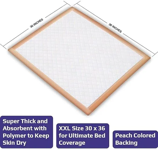 Inspire XL 30 x 36 Ultra 100 Grams Super Absorbent Bed Pads for Incontinence (50)