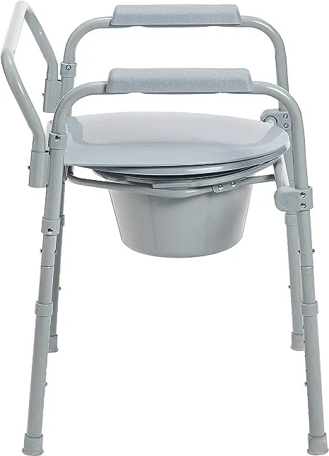 Drive Medical Bedside Commode Supports up to 350-Lbs Folding Steel